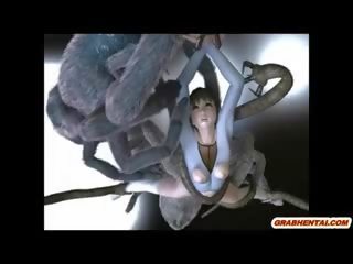 3d 動漫 抓 和 brutally 性交 由 spider 怪物