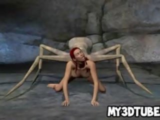 Tatlong-dimensiyonal redhead diva pagkuha fucked sa pamamagitan ng isang dayuhan spider
