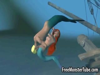 3d λίγο mermaid ομορφιά παίρνει πατήσαμε σκληρά υποθαλάσσια