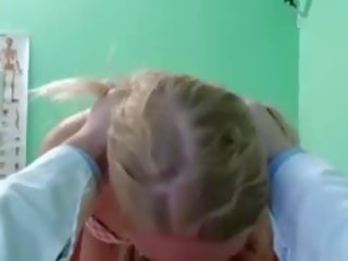 Blonde With No Panties Fucking medic In Office