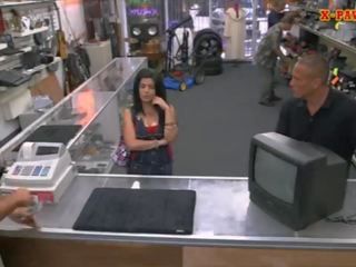 Pervert pawnkeeper fucking a super Cuban chick in the pawnshop