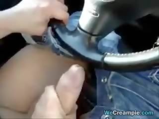 Young female Gets Creampied In The Car