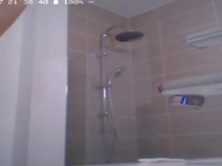 Preggo deity het nemen een douche op webcam