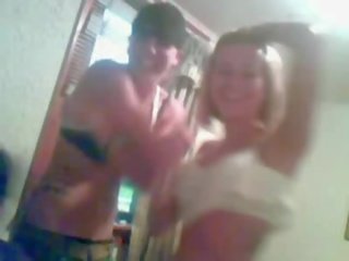Two grand drunk teens strip, fondles and kiss on webcam clip