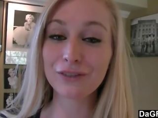 Blonde teen hardcore fucked and a nice facial at hotel clip