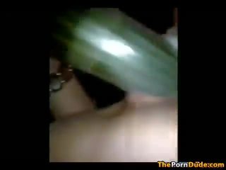 Girl Fucks Herself With A Large Cucumber