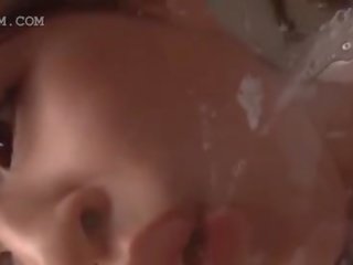 Pleasant japanese teen swallowing and spitting elite jizz