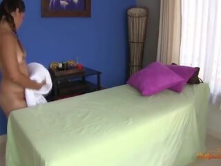 Cute thai mademoiselle seduced and fucked by her masseur